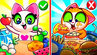 No, Don't Overeat!🍕 Healthy VS Junk Food 🌟 Funny and Cute Cartoon by Paws&Play for Kids