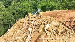 Incredible Excavator Bulldozer Dump Trucks Clearing Rocks Building Mountain Road Construction Finest