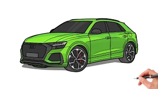 How to draw an AUDI RS Q8 2020 / drawing audi rsq8 step by step