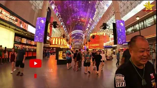 Fremont Street: Las Vegas Friday night walk  (4K video)