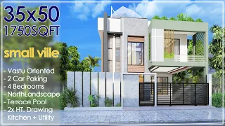 35X50 Feet | 1750 sqft | West Facing House Design with Vastu | 195 Gaj | 10X15 Mtr. Plan | ID-109