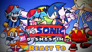 Fnf Characters React To Sonic Dash & Spin FULL WEEK + Cutscenes || Sonic The Hedgehog/Tails