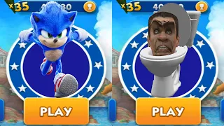 Sonic Dash vs Skibidi Toilet Meme Run - Movie Sonic vs All Bosses Zazz Eggman All Characters Unlocke