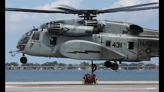 4K AVIATION B-ROLL - US Navy MH-53E "Sea Dragon" Bambi bucket training, 02Sept20