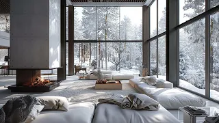Winter's Embrace | Mountain Wind & Fireside Serenity At Snow Resort | Fireside Comfort | White Noise
