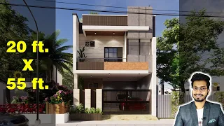 20x55 House Design 3D | 120 Gaj | 1100 sqft | 20*55 house design | 6X16 Meter  || DV Studio