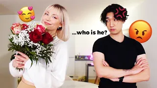 Receiving Flowers From Another Man To See My Boyfriend's Reaction *he got JEALOUS*