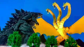 GODZILLA EARTH vs VOID GHIDORAH an epic battle stop motion