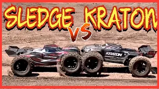 Traxxas Sledge VS Arrma Kraton EXB RTR On the TRACK!!