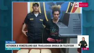 Tumbes: Policía detuvo a venezolano que trasladaba droga dentro de un televisor