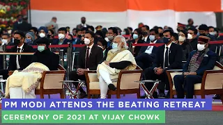 PM Modi attends the Beating Retreat Ceremony of 2021 at Vijay Chowk