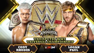 WWE 2K24 PS5 Cody Rhodes vs Logan Paul Undisputed WWE Universal Championship