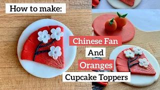 Chinese Fan and Orange Cupcake Toppers