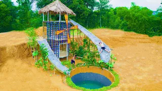 72 Days Build Storey House With Windmill And Two Water Slides Into Underground Swimming Pool