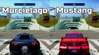 NFS Most Wanted: Lamborghini Murcielago vs Ford Mustang GT - Drag Race