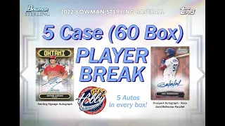 CASE #4 of 5 - 2022 BOWMAN STERLING 5 Case (60 Box) Player Break eBay 10/29/22