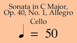 Suzuki Cello Book 4 | Sonata in C Major, Op. 40, No. 1, Allegro | Piano Accompaniment | 50 BPM