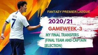 FPL GAMEWEEK 3 [2020/21: GW3] )TEAM SELECTION |(SALAH OR MANE OR DE BRUYNE ) FANTASY PREMIER LEAGUE