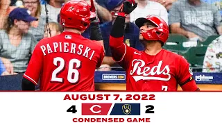 Condensed Game 8-7-22 Reds beat Brewers 4-2