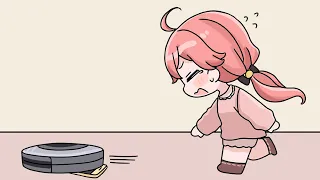 Miko chases down Roomba-kun to get back her phone[Animated Hololive/Eng sub]