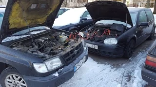 Cold Start - 20 °C  / -4 °F | 4K | VW Golf Mk4 1.9 TDI 110 Kw VS Subau Forester 2.0  92 Kw