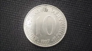 Yugoslavia 10 dinara, 1987/Yugoslavia coins