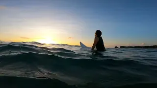 伊良部島　夕日とサーフィン♪