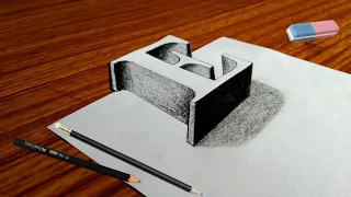 Easy trick art drawing how to draw 3d letter E...How to draw 3d letter E easy step by step tutorial