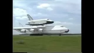 Antonov AN-225 "Mriya" is  taking off with Buran space shuttle.
