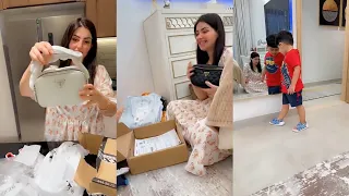 شوفو مشتريات نور لكل العيلة اون لاين 🥰كتير اشياء مرتبة 🎁#عصام ونور