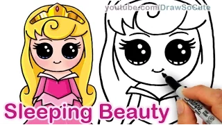 How to Draw Disney Sleeping Beauty Aurora Cute step by step