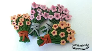 ~JustHandmade~ Easy polymer clay (fimo) flower bouquet brooch tutorial