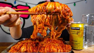 ASMR SPICIEST KIMCHI IN THE WORLD WRAPPED NUCLEAR FIRE NOODLES l Eating Sounds