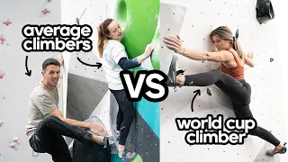 World Cup Climber Vs Amateur Climbers on Olympic Bouldering Wall