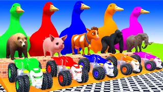 Choose The Right Tire with Cow Tiger Elephant Buffalo Gorilla T-Rex Wild Animals Cage Game