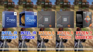 i9-13900KF vs i9-12900K vs RYZEN 9 7950X vs 7900X vs 5800X3D with RTX 3090 (7 Games / FHD / 1080p)