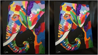 colorful elephant acrylic painting on canvas