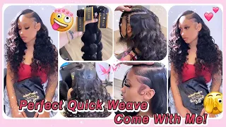 Realistic Hair Review​🥺Details Side Part Quick Weave w/ Leave Out | Start To Finish Ft.@UlaHair