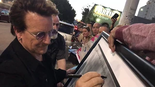 Bono signing for Byron, 5.23.17, Jimmy Kimmel Live