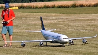 AIRBUS A340-300 LUFTHANSA GIGANTIC RC AIRLINER MODEL FLIGHT DEMONSTRATION / RC Airliner Airshow 2015