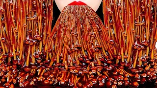 ASMR SPICY BLACK BEAN ENOKI MUSHROOMS 짜장 불닭 팽이버섯 먹방 咀嚼音 えのき EATING SOUNDS MUKBANG ZOEY ASMR