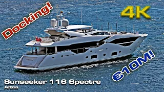 Sunseeker 116 Spectre (€10 Millions) last Summer Wind Docking [4K]!