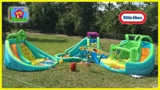 THE BIGGEST GIANT INFLATABLE WATER SLIDE LITTLETIKES WATERPARK Huge Egg Surprise Bubbles F
