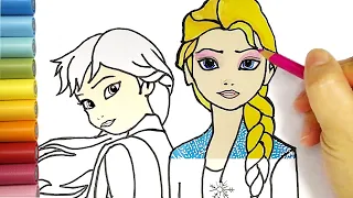 How to draw and color  Princess Elsa in Disney Frozen 2 for Kids | Frozen 2 Coloring Pages