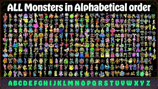 ALL MONSTERS by Alphabetical order - Common, Rare & Epic (My Singing Monsters)