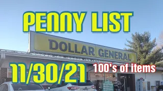 Dollar General penny list for 11/30/21 hundreds of items will be a $0.01