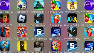 Grimace Monster Scary Survival,Granny Chapter Two,Hello Neighbor 2,Poppy Moblie 3,Nextbots Obunga..