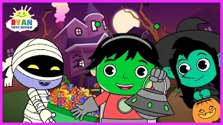 Ryan Halloween Trick or Treat to the Haunted House for kids! Cartoon Animation For Children