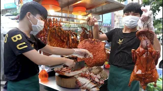 Amazing Chopping Skill! Young Chinese Hawker 6 Years Serving Roasted Pork, Roasted  Duck, Intestines