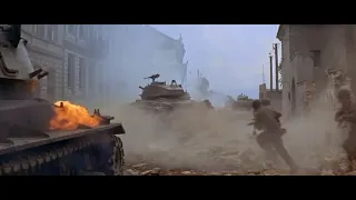 The Bridge At Remagen 1969. Full scene of tank attack in the city.